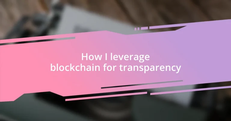 How I leverage blockchain for transparency