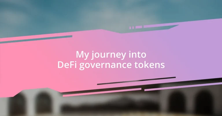 My journey into DeFi governance tokens