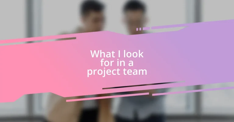 What I look for in a project team